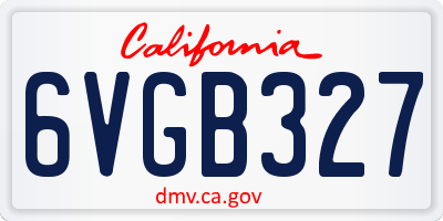 CA license plate 6VGB327