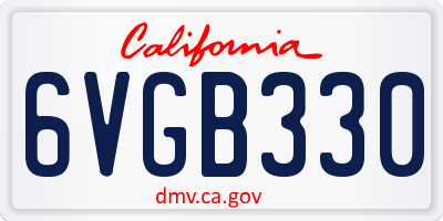 CA license plate 6VGB330
