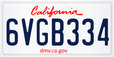 CA license plate 6VGB334