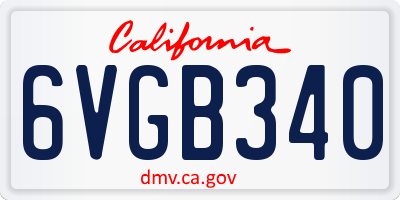 CA license plate 6VGB340