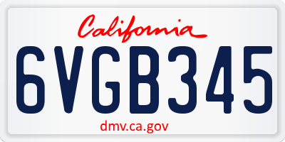 CA license plate 6VGB345