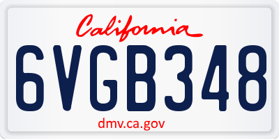 CA license plate 6VGB348