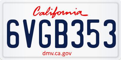 CA license plate 6VGB353