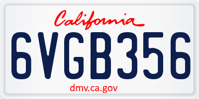 CA license plate 6VGB356