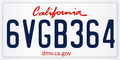 CA license plate 6VGB364