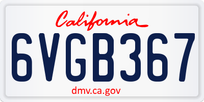CA license plate 6VGB367