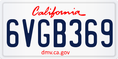 CA license plate 6VGB369