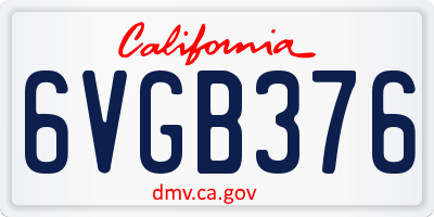 CA license plate 6VGB376
