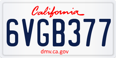 CA license plate 6VGB377