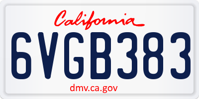 CA license plate 6VGB383