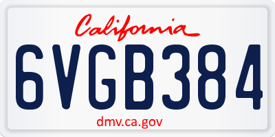 CA license plate 6VGB384