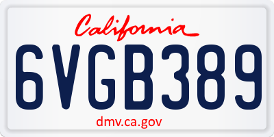 CA license plate 6VGB389