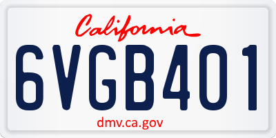 CA license plate 6VGB401