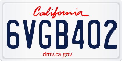 CA license plate 6VGB402
