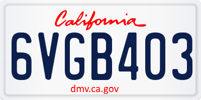 CA license plate 6VGB403