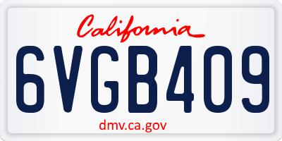 CA license plate 6VGB409
