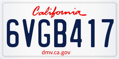CA license plate 6VGB417