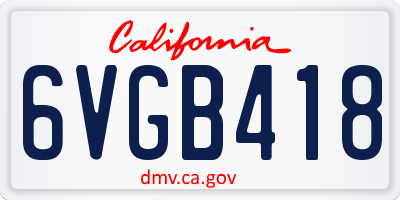 CA license plate 6VGB418