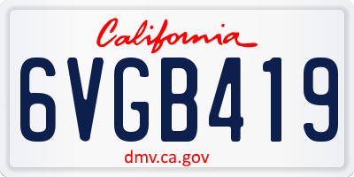CA license plate 6VGB419