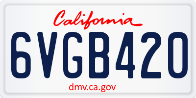 CA license plate 6VGB420