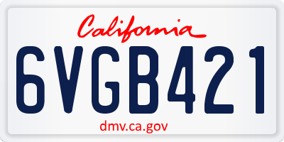 CA license plate 6VGB421
