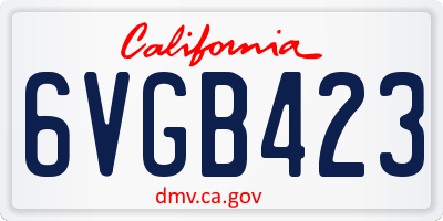 CA license plate 6VGB423