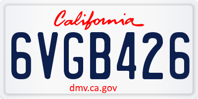 CA license plate 6VGB426