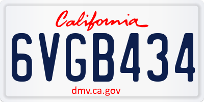 CA license plate 6VGB434