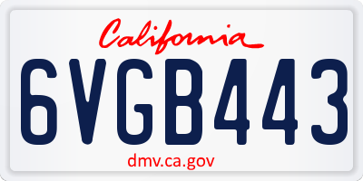 CA license plate 6VGB443
