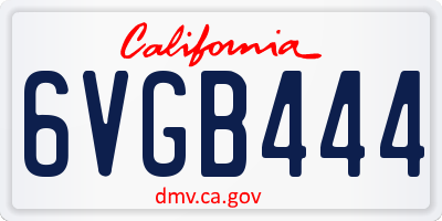 CA license plate 6VGB444