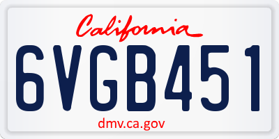 CA license plate 6VGB451