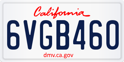 CA license plate 6VGB460