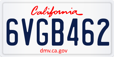 CA license plate 6VGB462