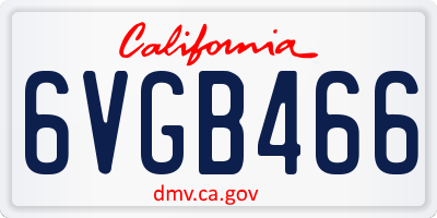 CA license plate 6VGB466