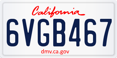 CA license plate 6VGB467