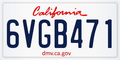 CA license plate 6VGB471