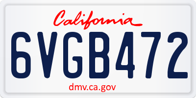 CA license plate 6VGB472