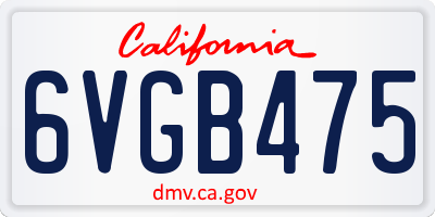 CA license plate 6VGB475
