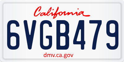 CA license plate 6VGB479