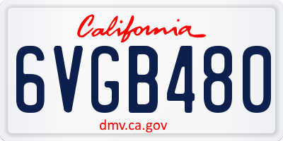 CA license plate 6VGB480