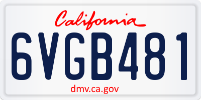 CA license plate 6VGB481