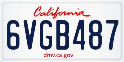 CA license plate 6VGB487