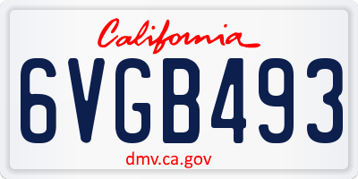 CA license plate 6VGB493
