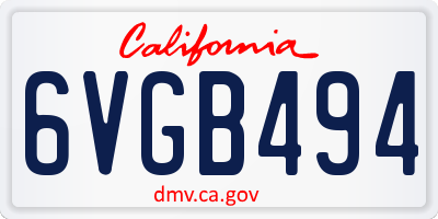 CA license plate 6VGB494