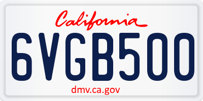 CA license plate 6VGB500