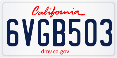 CA license plate 6VGB503