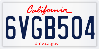 CA license plate 6VGB504