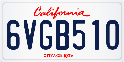 CA license plate 6VGB510
