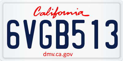 CA license plate 6VGB513