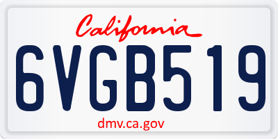 CA license plate 6VGB519